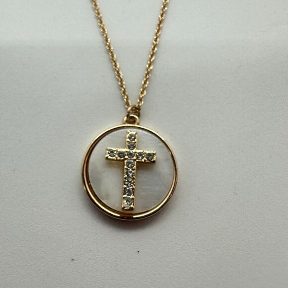 Fashion Cross Necklace Religious Quote Gold Tone Jewelry Dainty Spiritual Gift - Picture 1 of 7